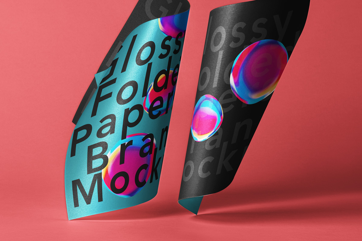 富有光泽的单页传单海报设计提案样机模板 Gloss Bran