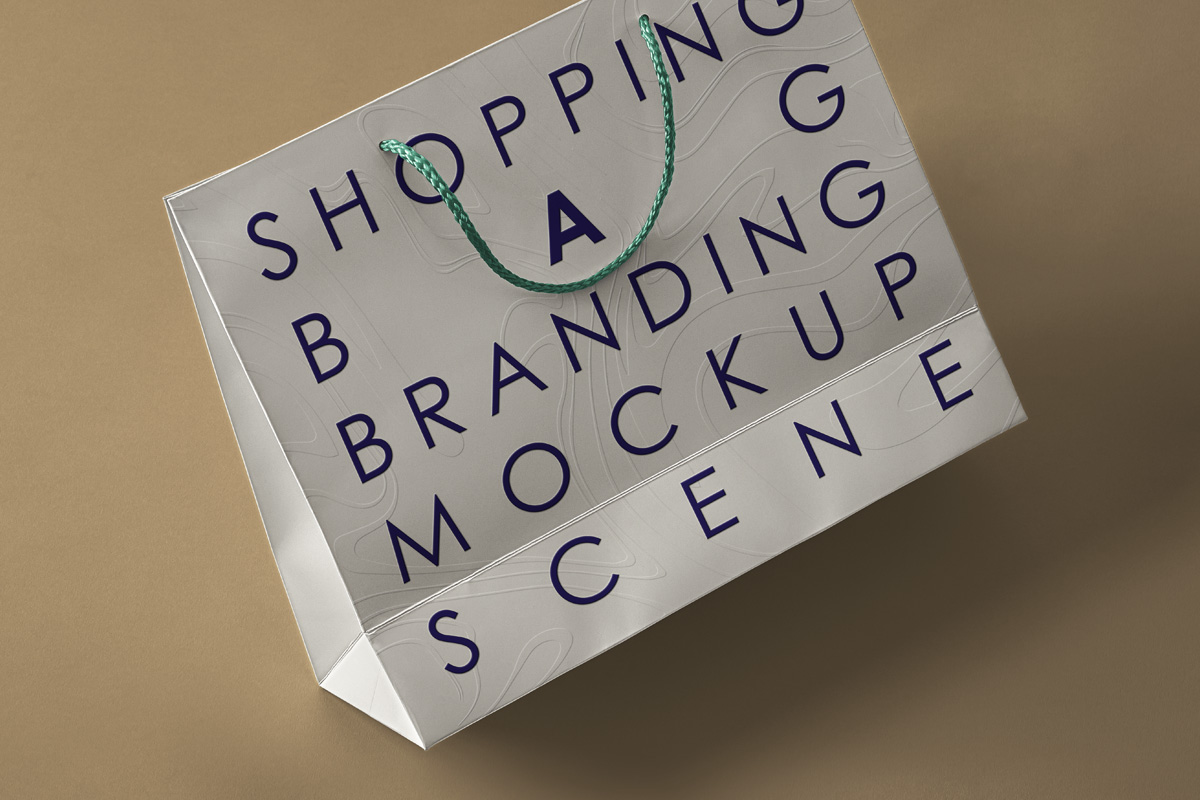 高质量品牌服装购物袋设计贴图样机模板 Brand Shopp