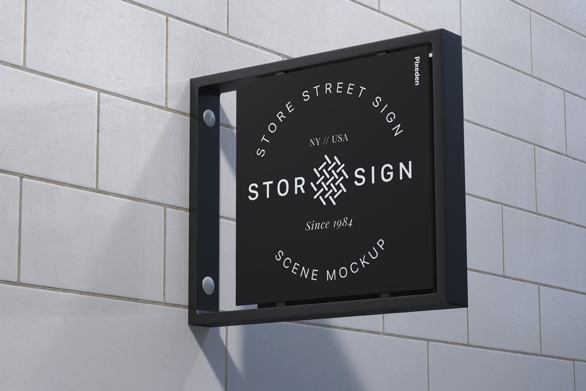 优雅的门店路牌标识设计提案样机模板 Street Sign