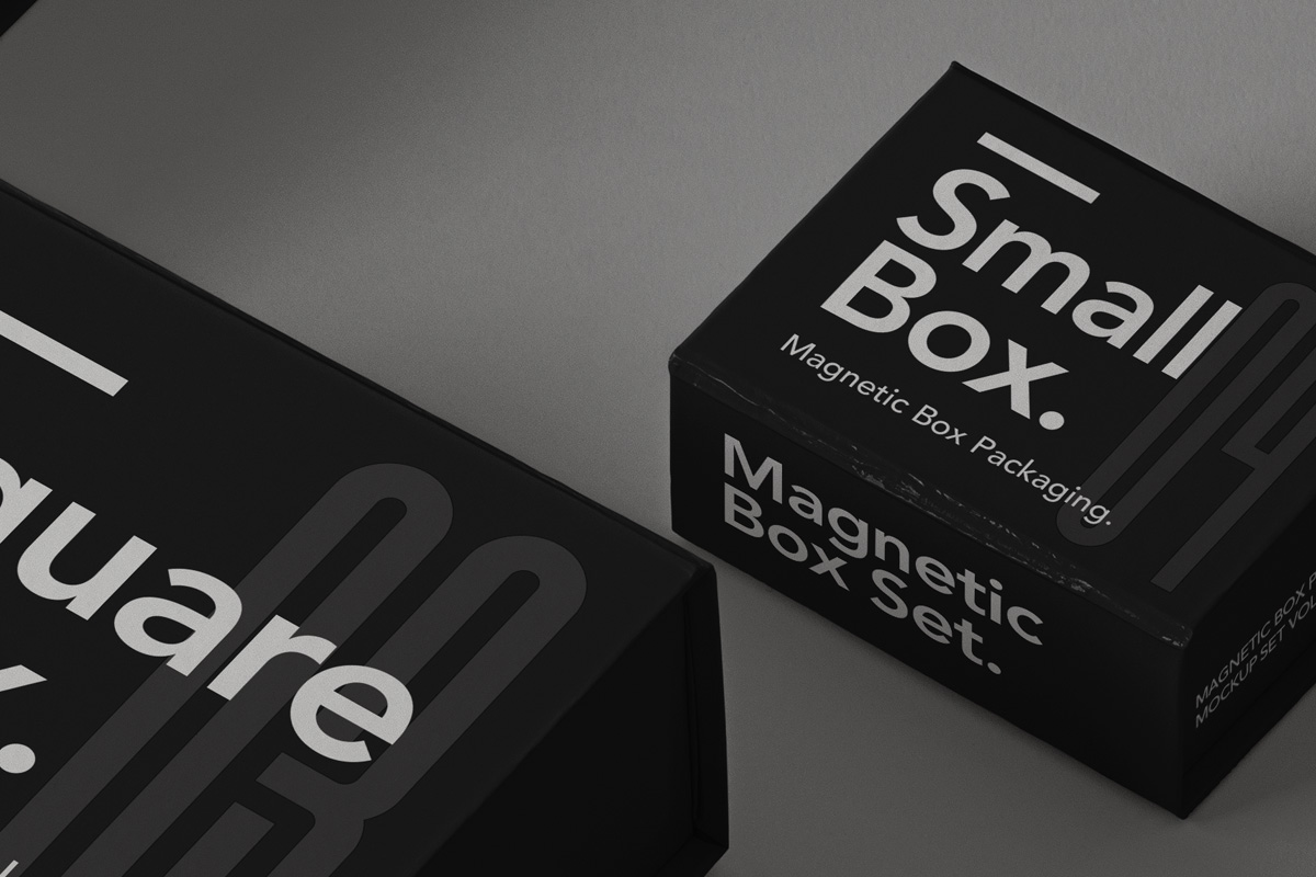 多种规格封闭盒子包装设计样机模板 Magnetic Psd
