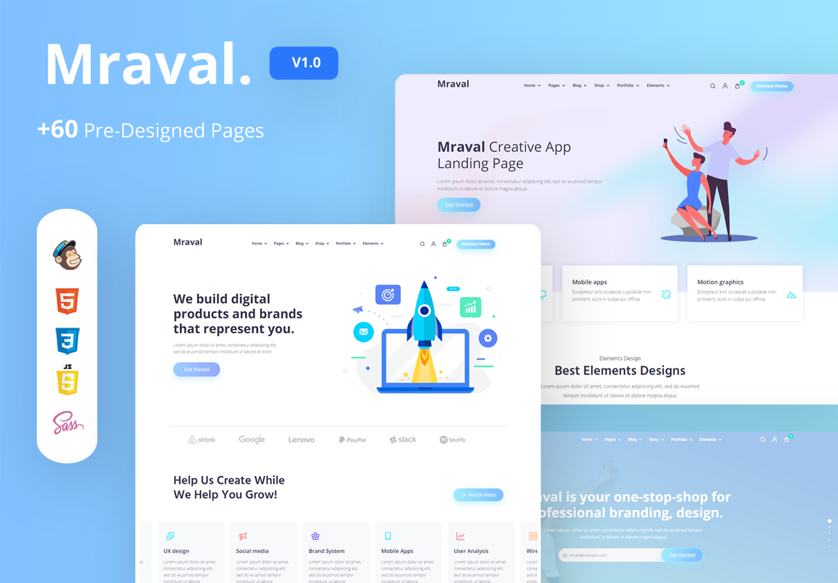 多用途响应式主题HTML模板 Mraval Multipur