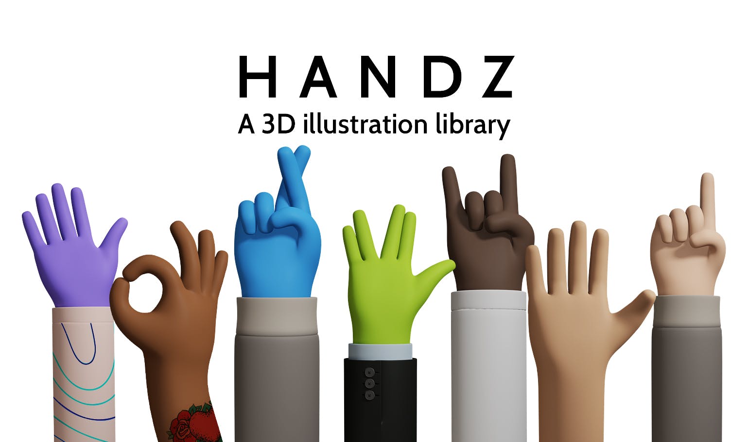 3D手势图标素材 HANDZ 3D Hand Illustr