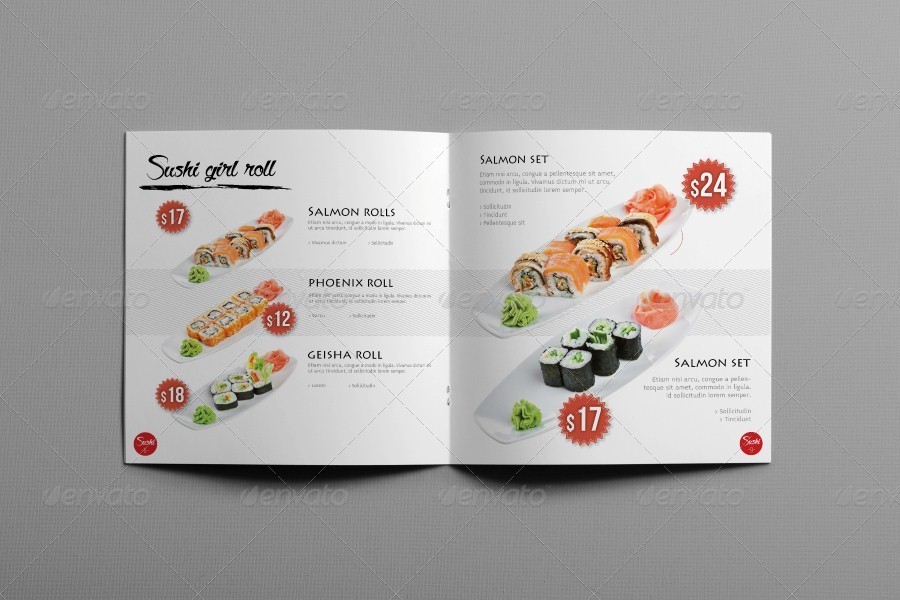日本新鲜寿司料理日料餐厅食谱菜单设计模板素材 Fresh S