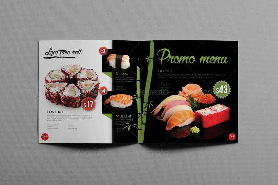 日本新鲜寿司料理日料餐厅食谱菜单设计模板素材 Fresh S