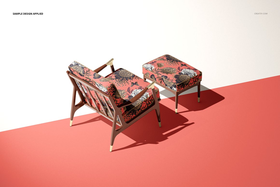 休闲躺椅脚凳设计图案贴图样机PSD模板 Lounge Cha