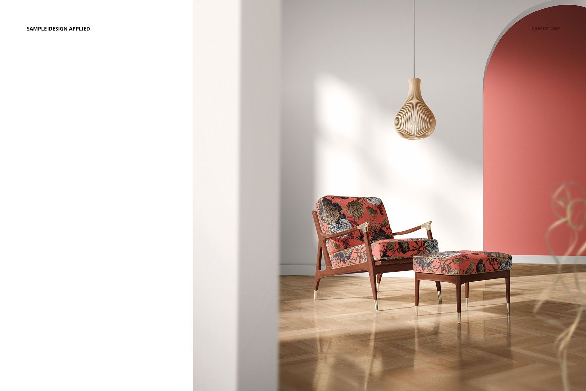 休闲躺椅脚凳设计图案贴图样机PSD模板 Lounge Cha