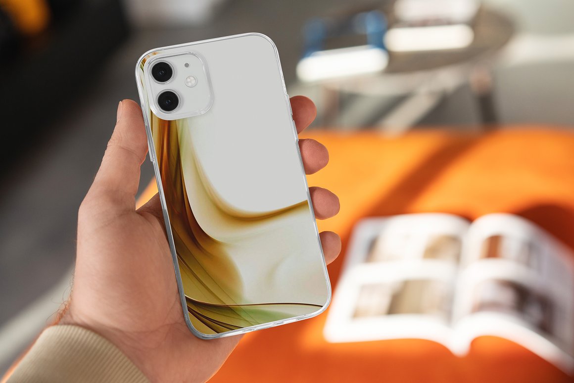 苹果透明手机壳设计样机贴图展示PSD模板 iPhone 12