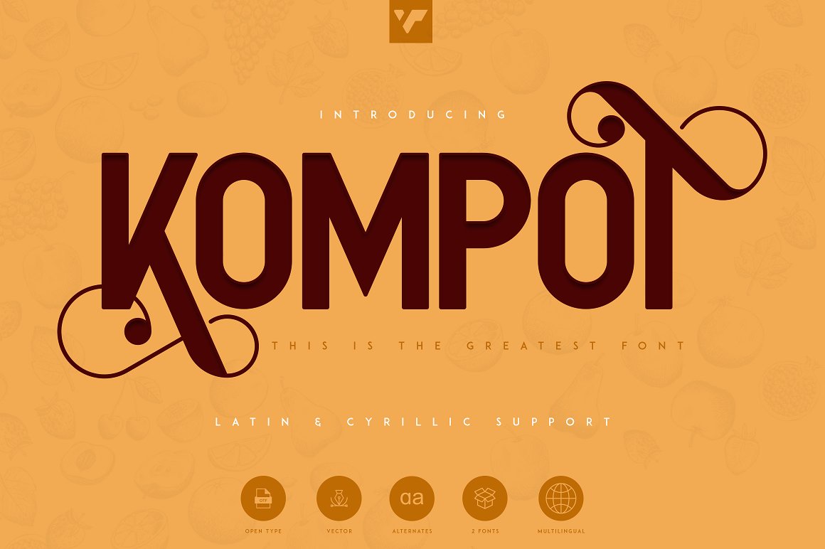 复古经典的无衬线英文字体 Kompot Sans - 2 f
