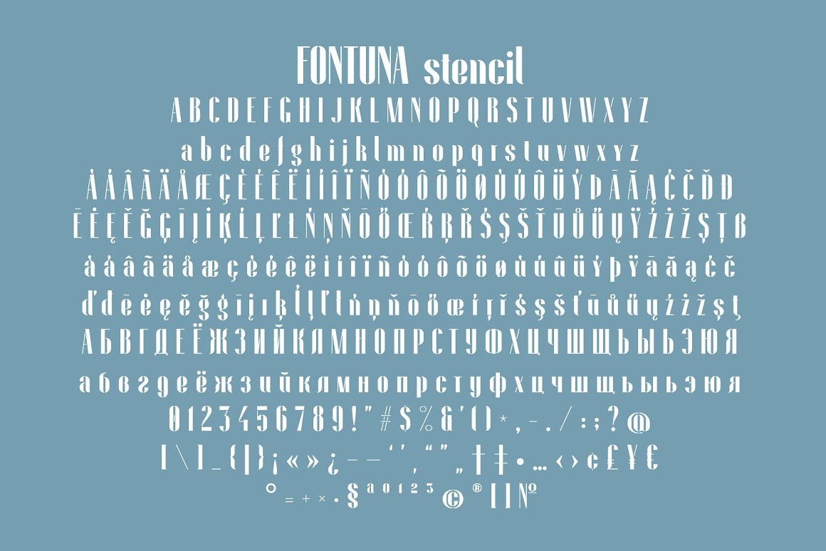 优雅大胆时尚怪诞的英文字体 Fontuna stencil