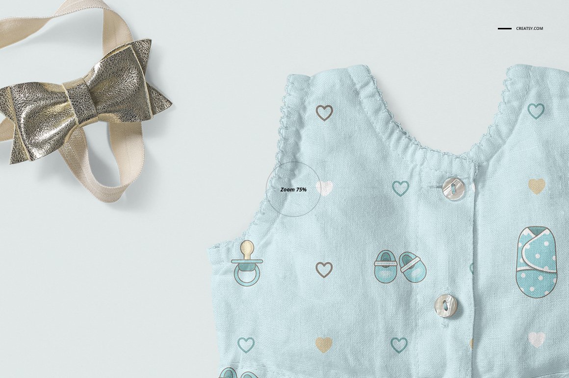 可爱的女婴礼物连衣裙图案设计展示样机模板 Baby Dres