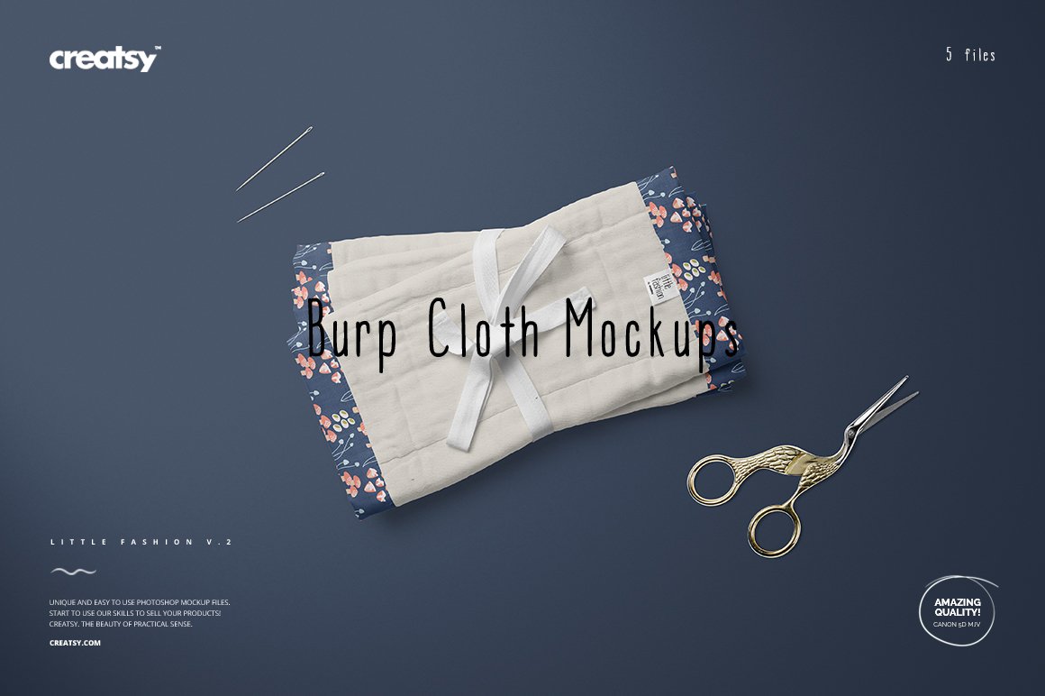 婴儿口水巾日式棉麻毛巾设计提案样机模板 Burp Cloth