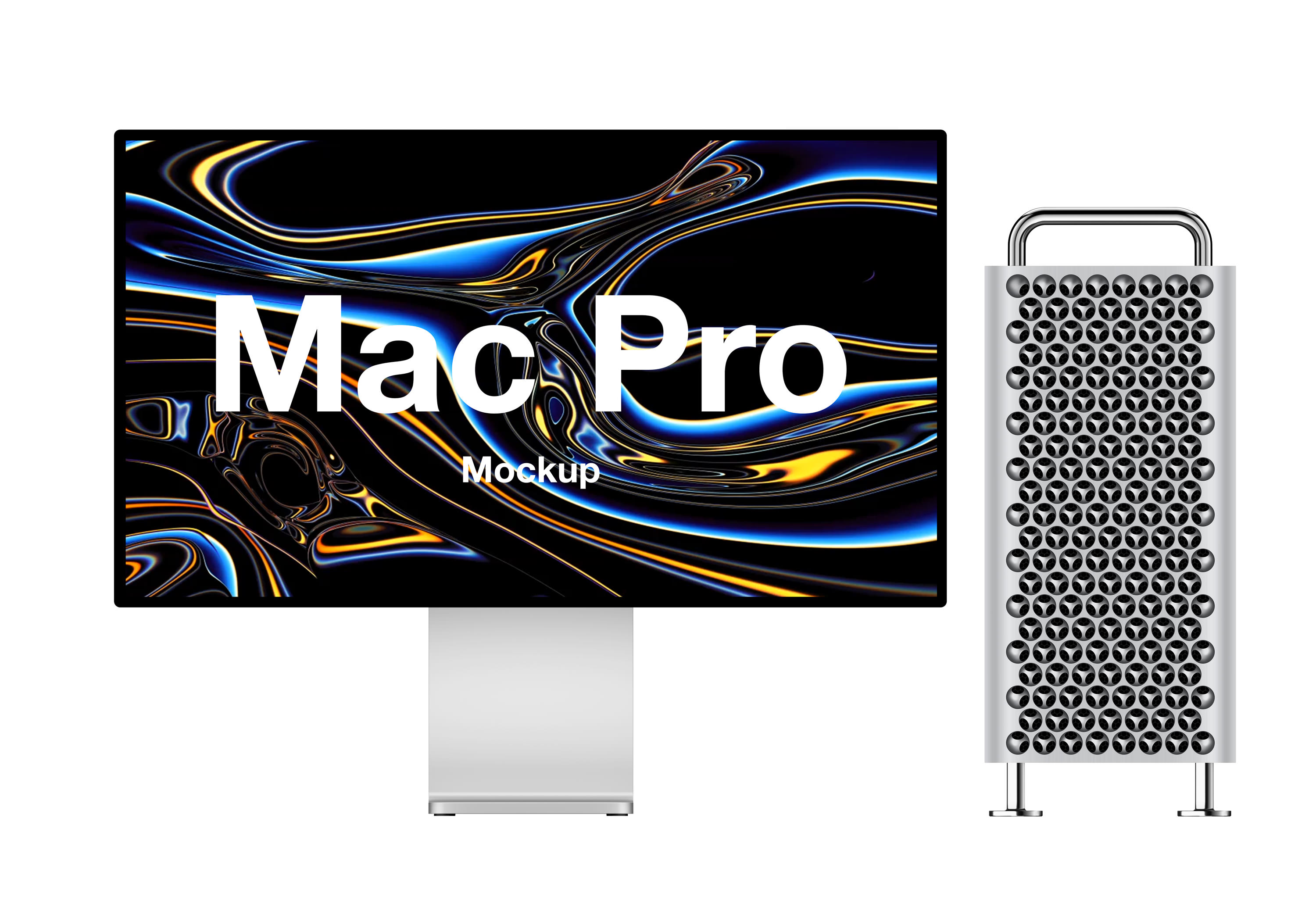 苹果台式机网页设计提案样机模板 Free Mac Pro M