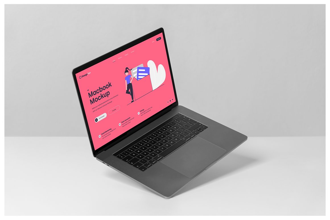 苹果笔记本电脑Web网页设计提案贴图样机模板 MacBook