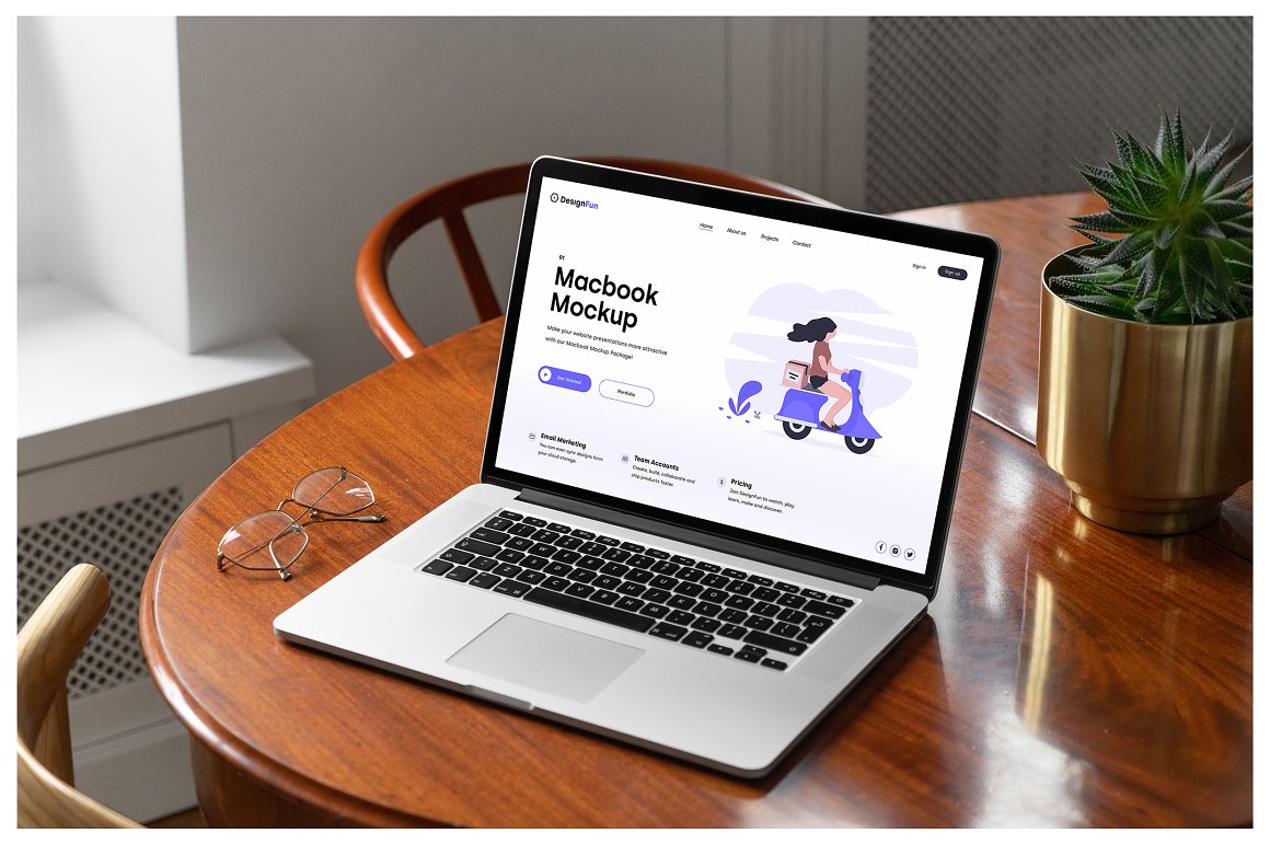 苹果笔记本电脑Web网页设计提案贴图样机模板 MacBook