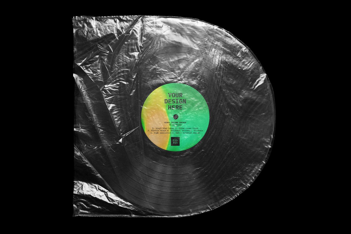 复古经典老黑胶唱片封面设计样机PSD模板 Vinyl Rec