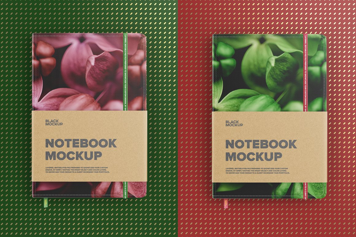 工艺包装笔记本封面包装设计提案样机PSD模板 Noteboo
