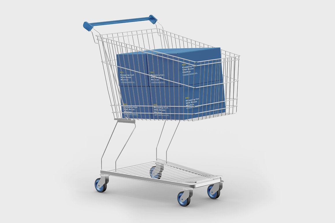 商场超市购物市场购物车品牌包装设计提案样机模板 Shoppi