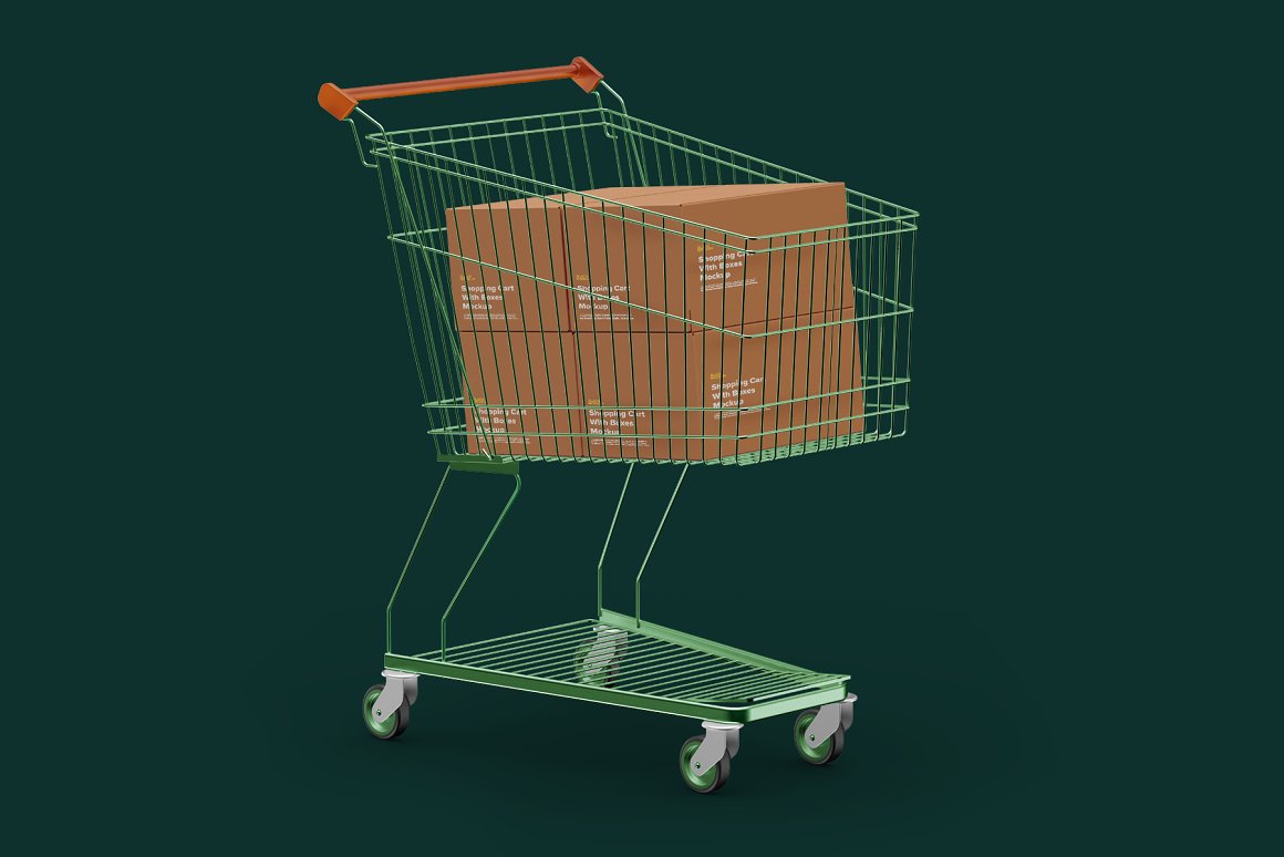 商场超市购物市场购物车品牌包装设计提案样机模板 Shoppi
