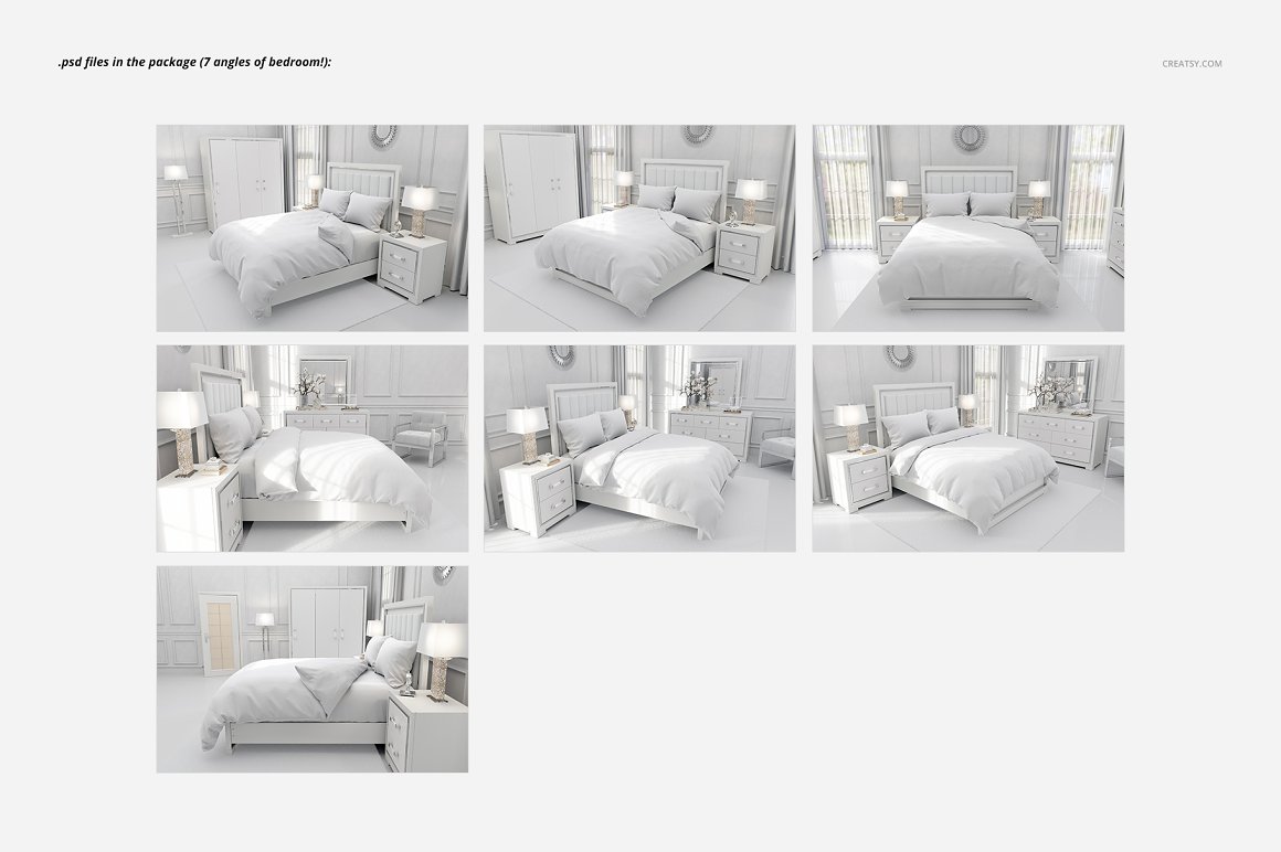豪华卧室四件套棉被被套床上用品设计提案样机模板 Luxury