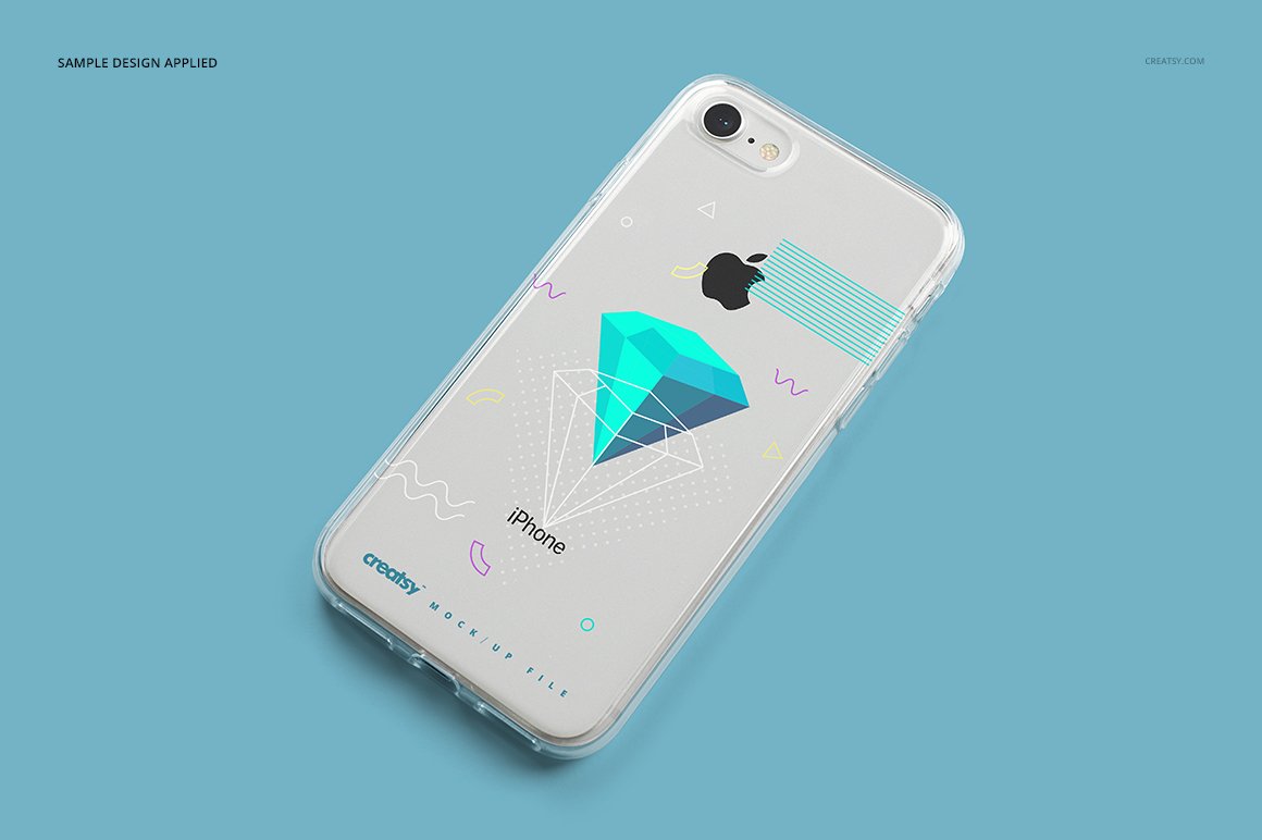 苹果透明塑料手机壳保护套设计贴图样机PSD模板 iPhone