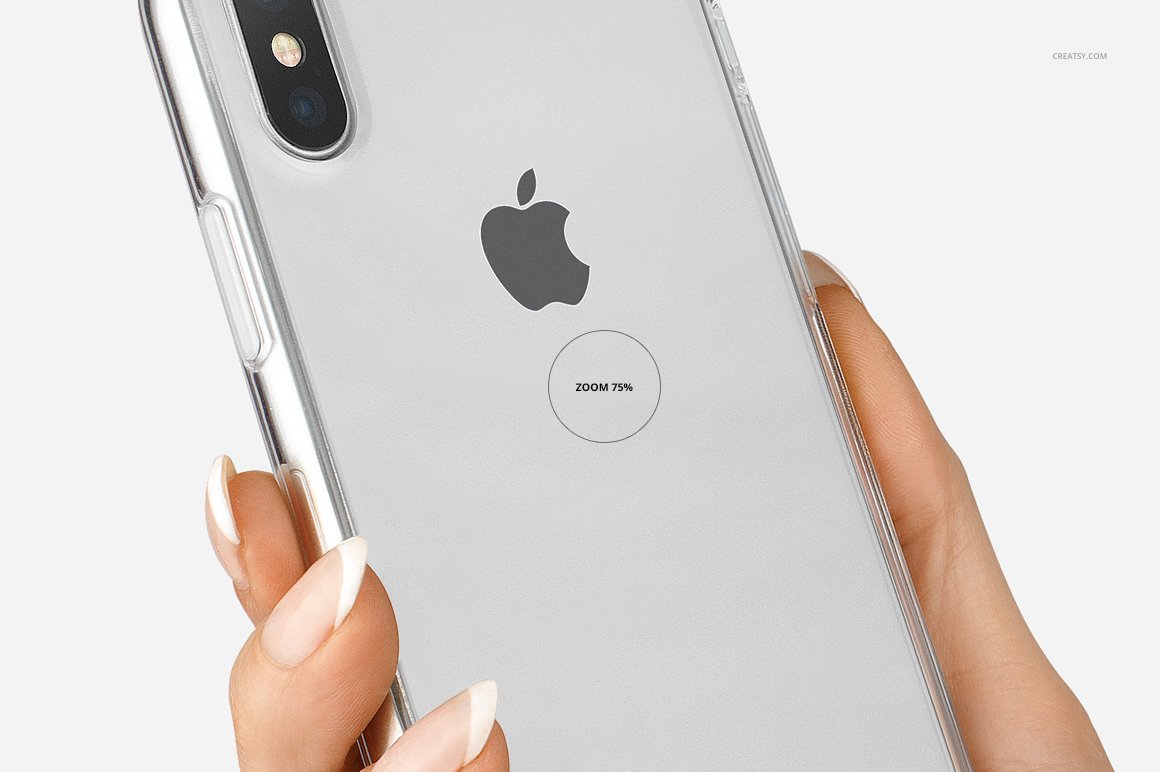 苹果X塑料透明手机壳设计贴图样机PSD模板 iPhone X