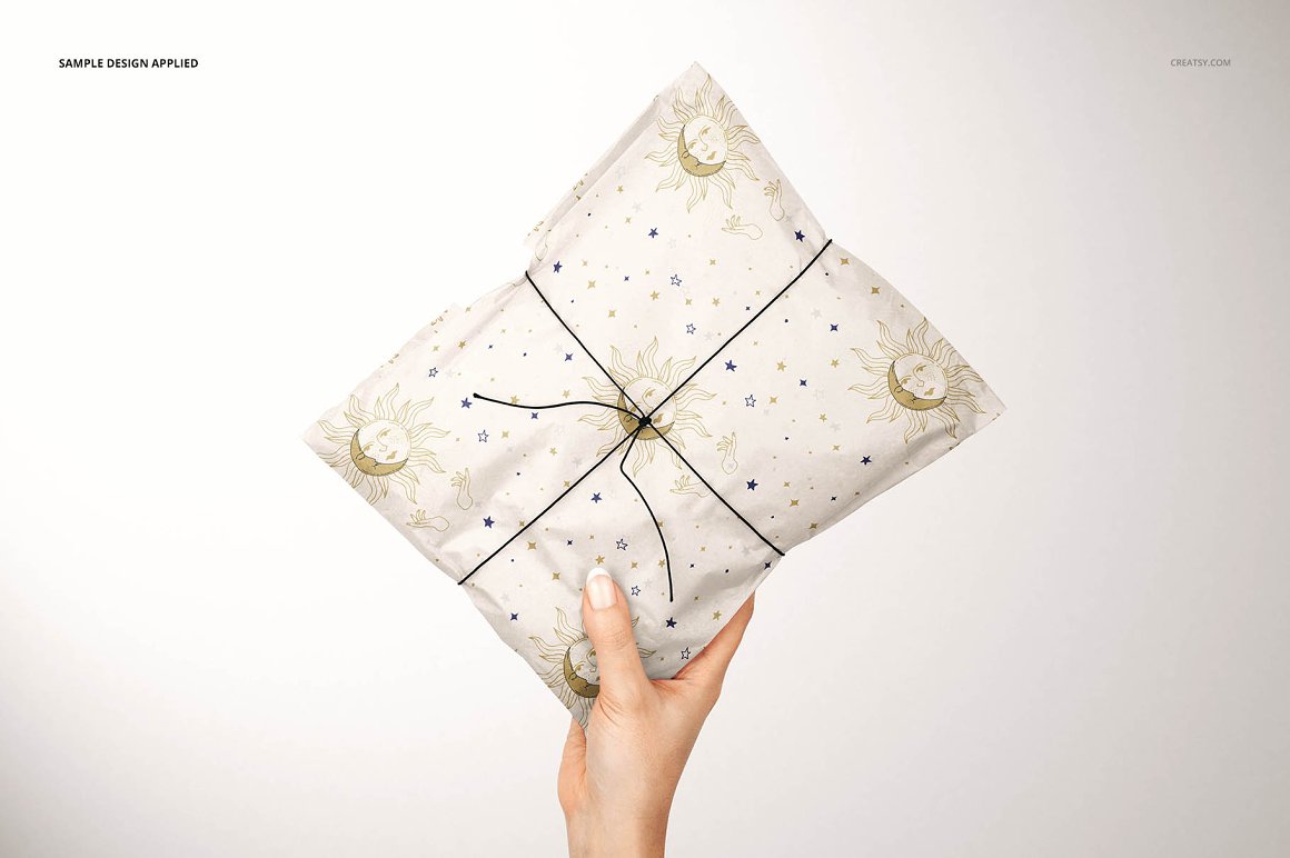 礼品包装纸中药纸包礼物包裹设计贴图样机PSD模板 Gifts