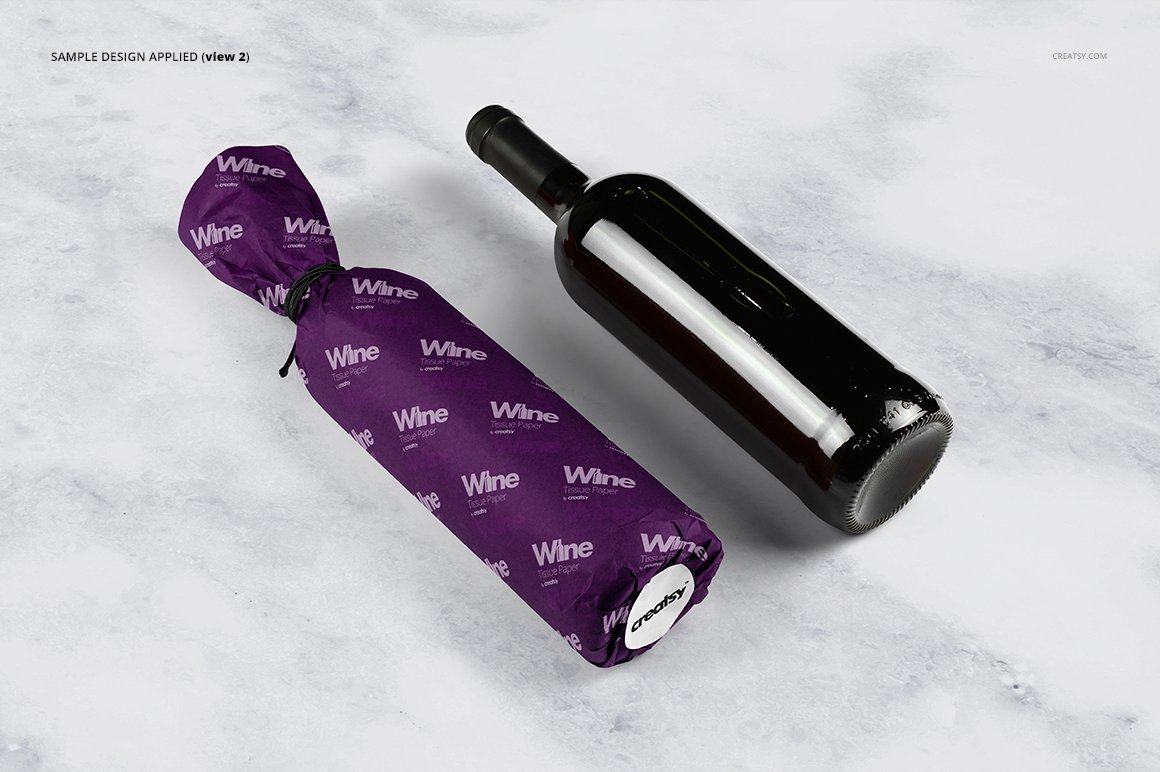 红酒包装纸酒瓶包装设计贴图样机PSD模板 Wrapping