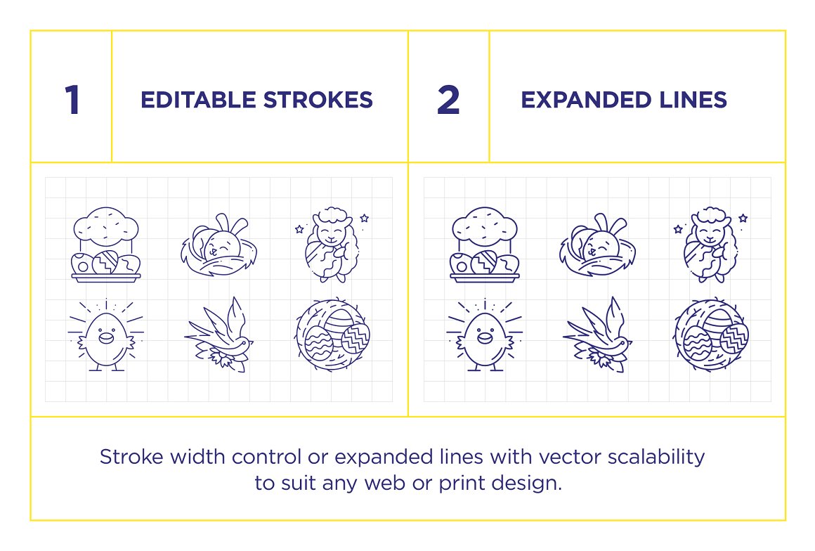 复活节主题线稿图标合辑 Happy Easter Icons