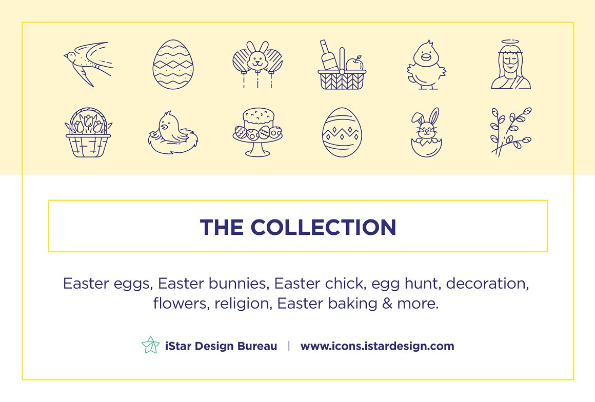 复活节主题线稿图标合辑 Happy Easter Icons