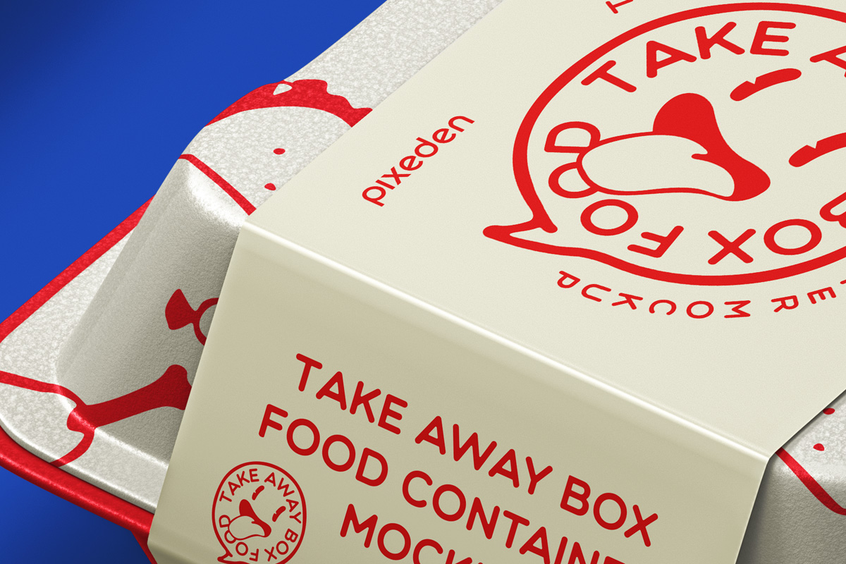 食品外卖包装盒打包盒包装设计贴图样机模板 Food Psd