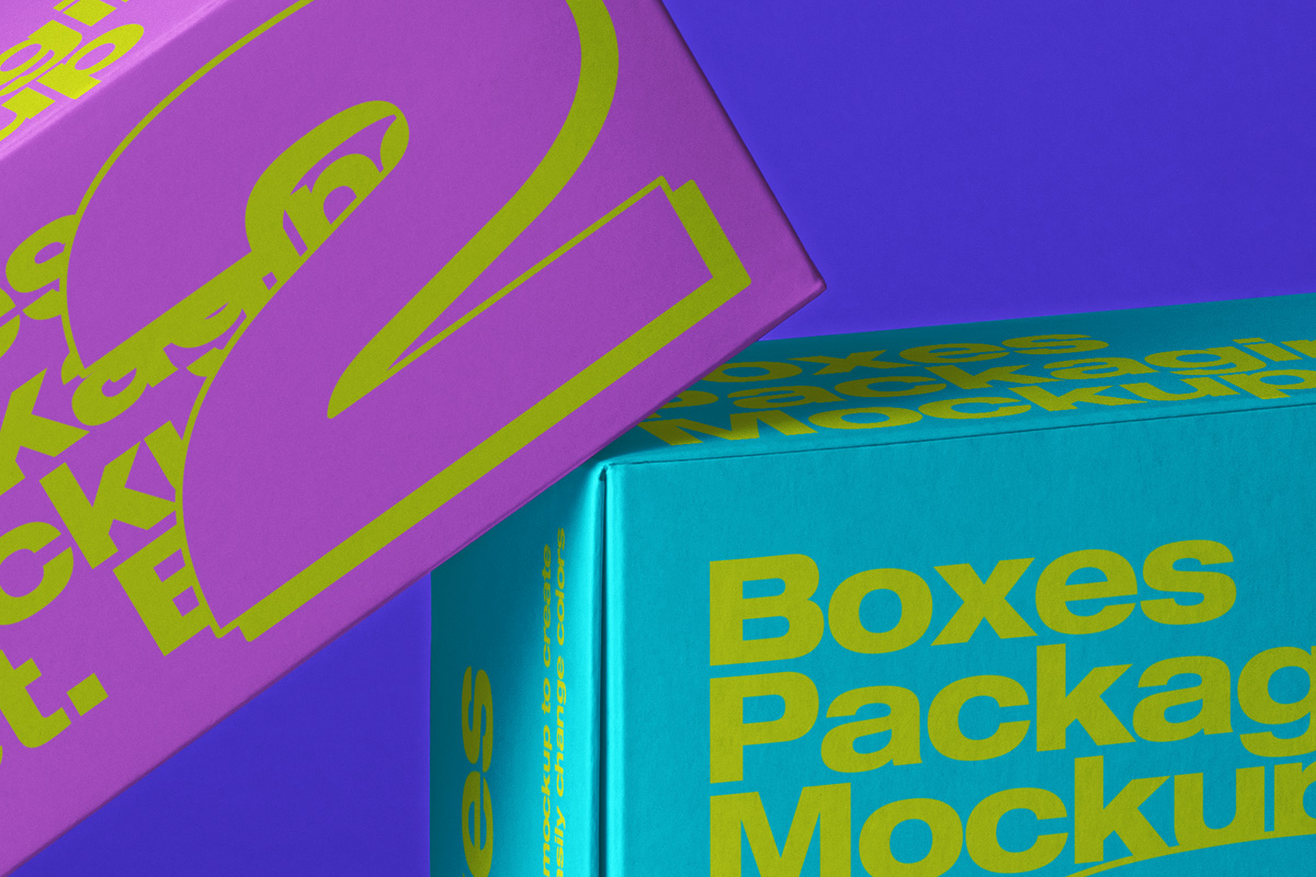 三种不同规格的盒子包装设计展示样机模板 Boxes Psd