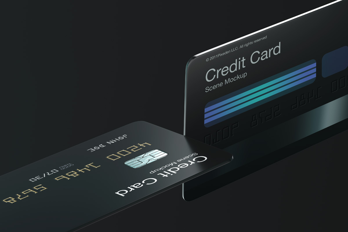 高质量银行卡信用卡VI卡设计贴图样机展示模板 Psd Cre