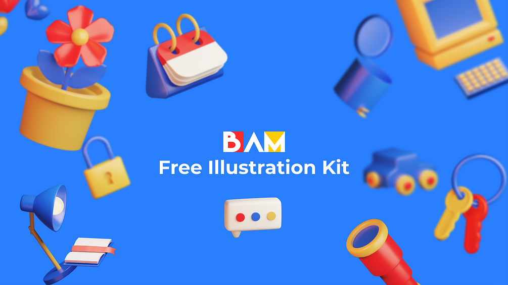 免费圆润的3D立体图标插画素材免费下载 BAM Free 3