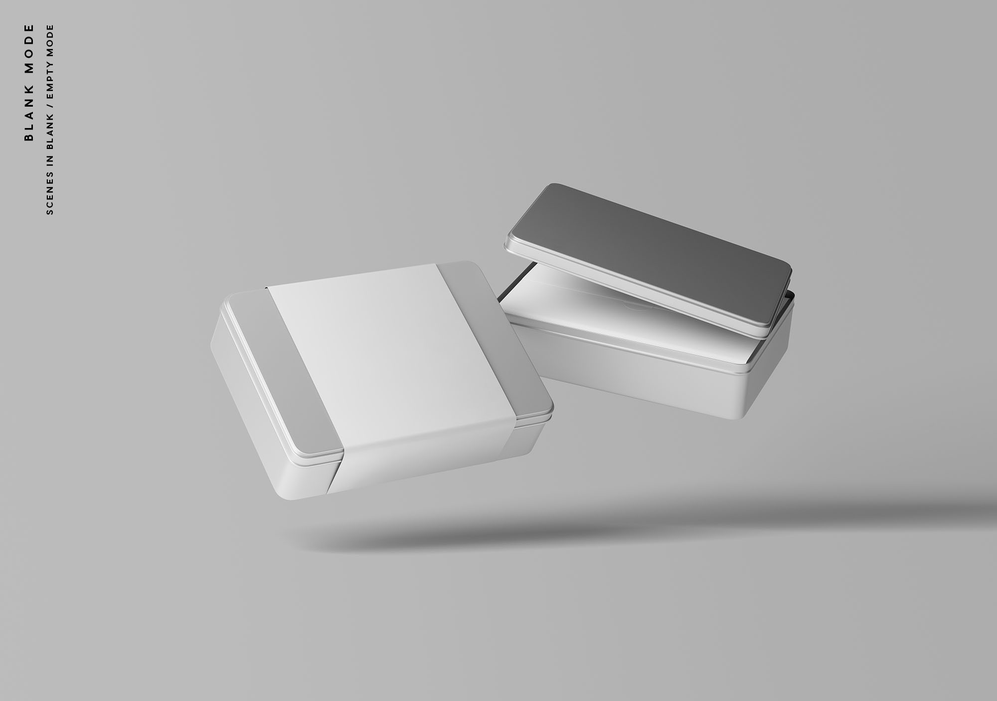 金属盒子产品包装设计贴图样机PSD模板 Metal Box