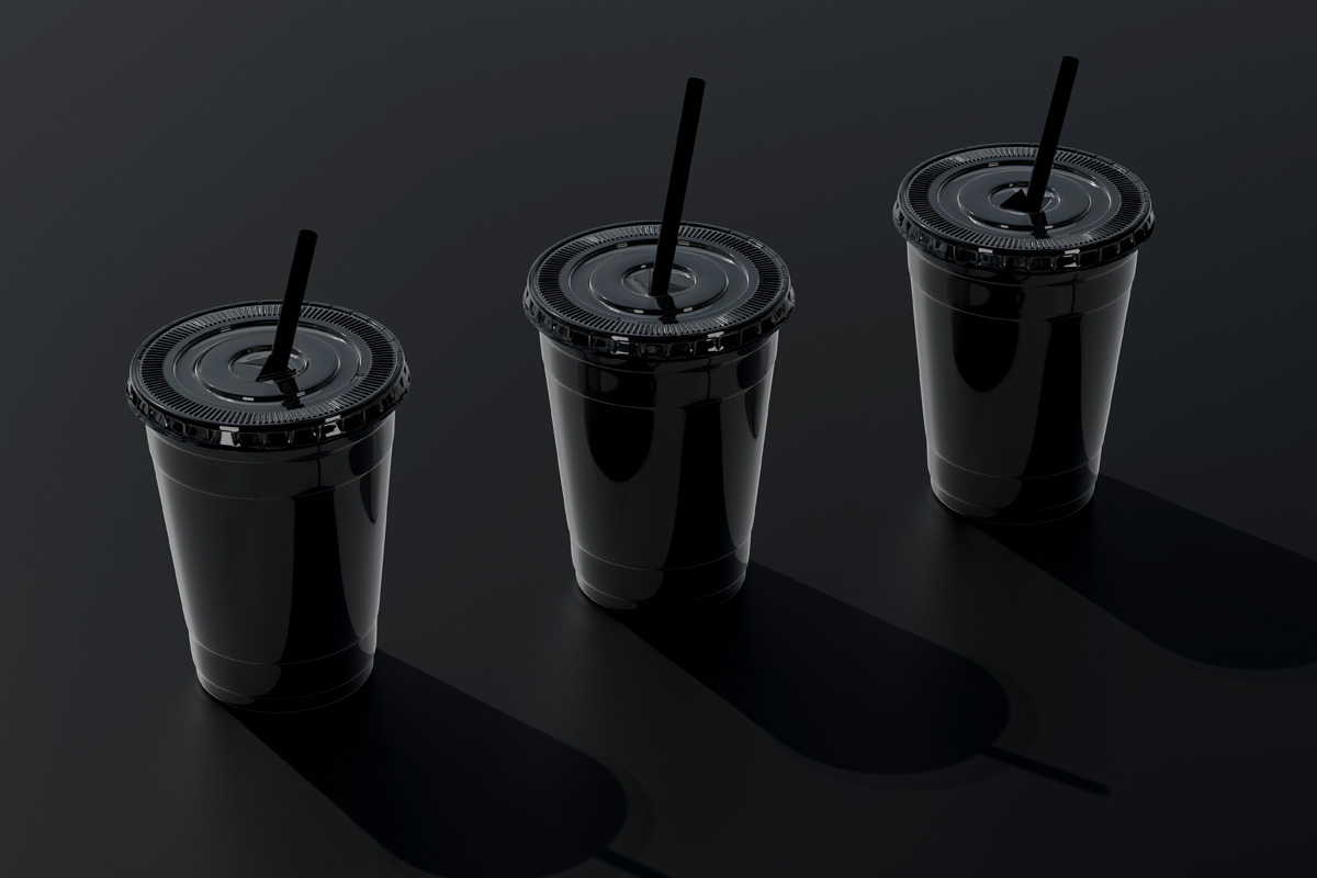 透明水果奶茶饮料外卖杯子包装设计样机PSD模板 Transp