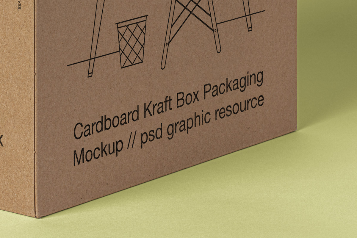 瓦楞纸快递纸箱品牌包装设计样机PSD模板 Cardboard