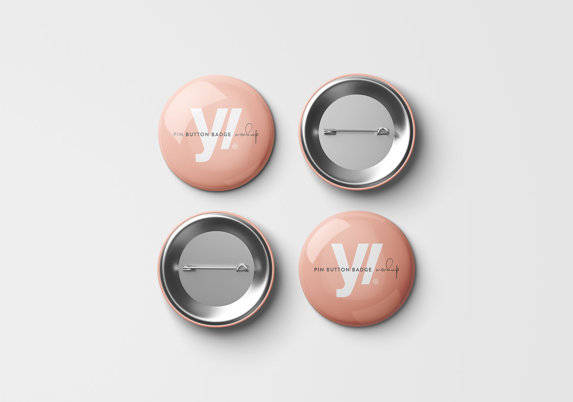 高级别针按钮徽章VI品牌贴图样机模板 Pin Button