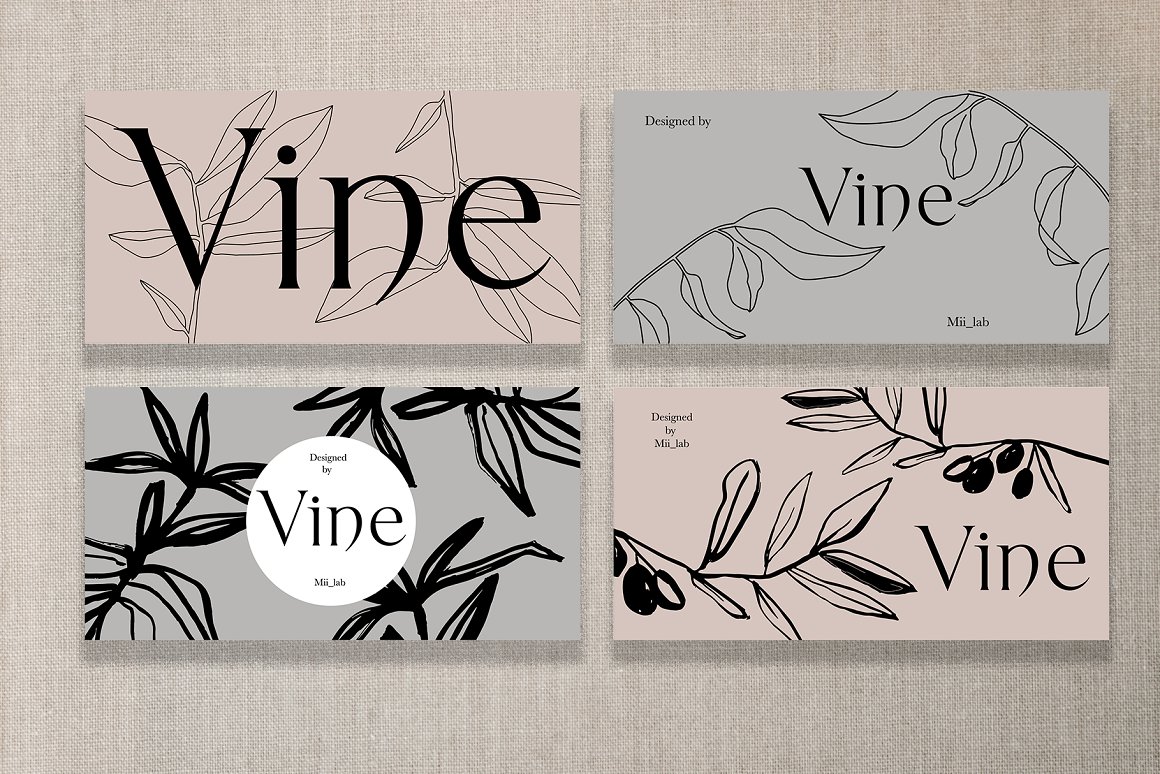 优雅的植物线条艺术花纹婚礼品牌标志设计插画素材 Minima