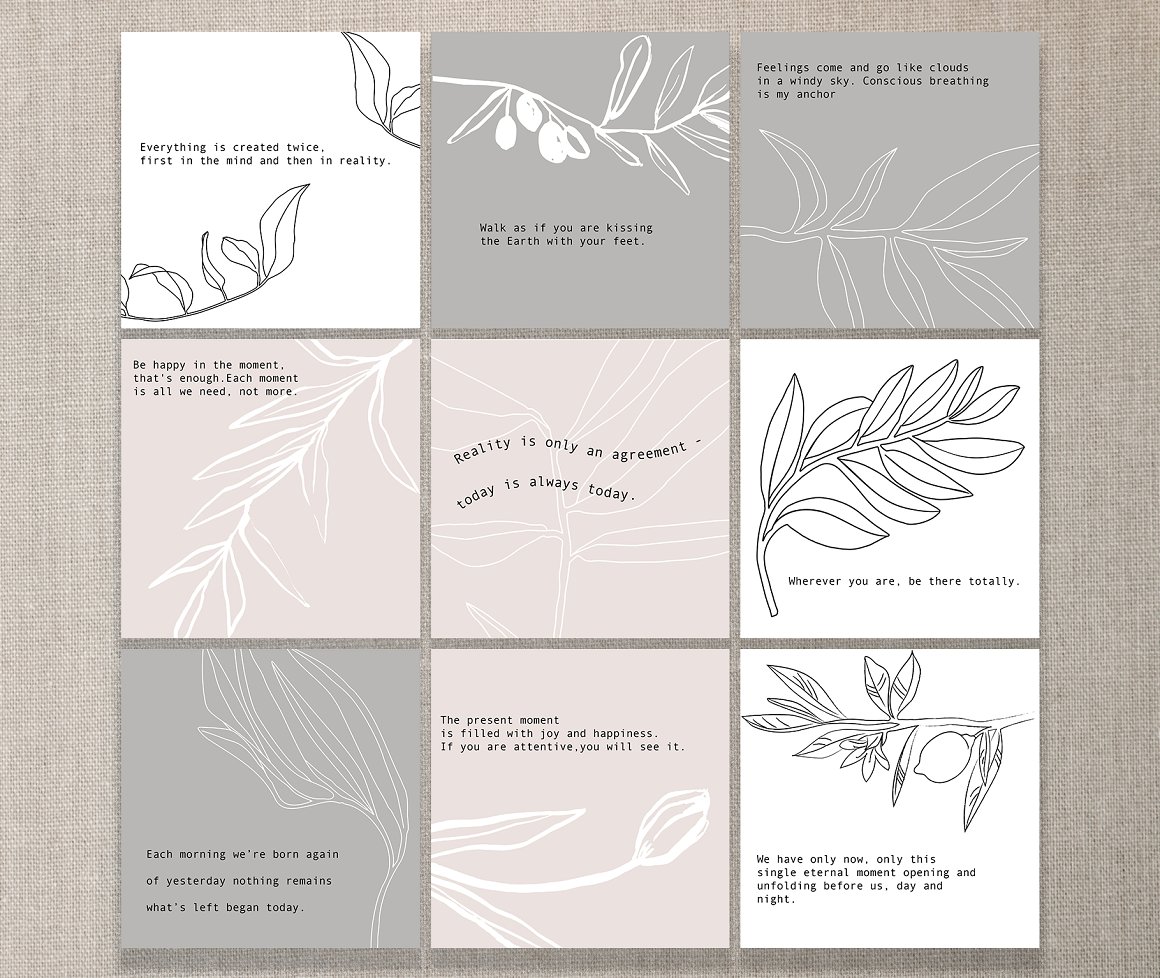优雅的植物线条艺术花纹婚礼品牌标志设计插画素材 Minima