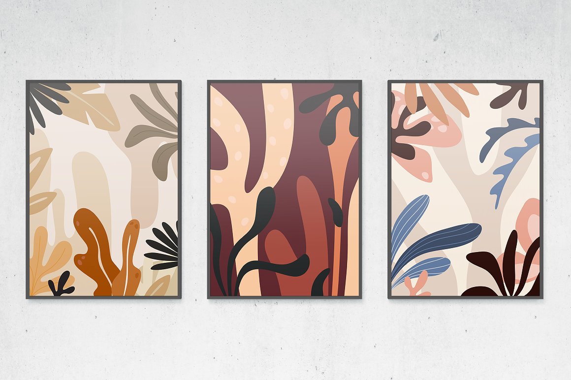 抽象现代装饰风格热带植物树叶图案背景素材 Abstract