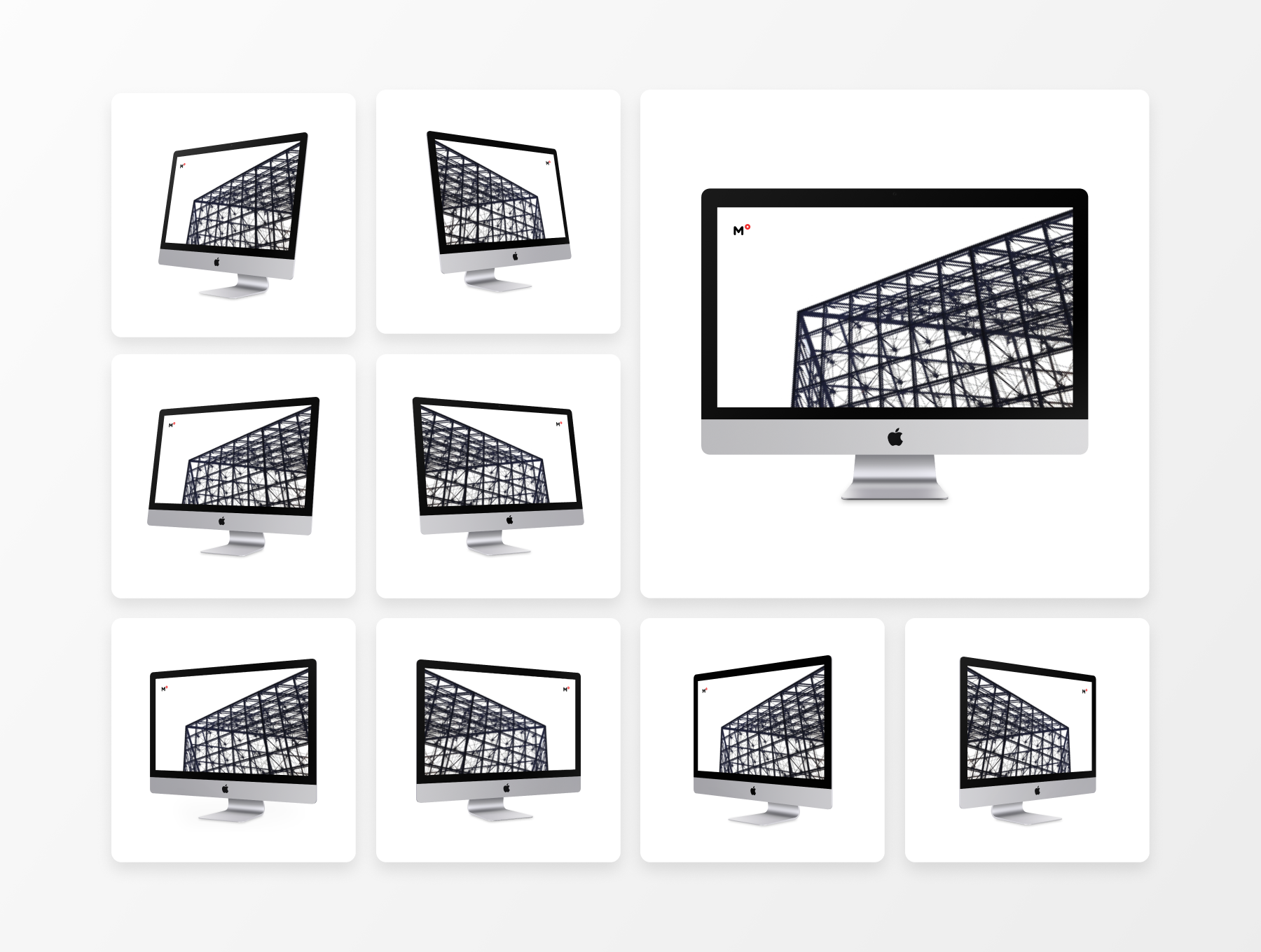 高质量苹果iMac台式机网页设计提案样机PSD模板 Top