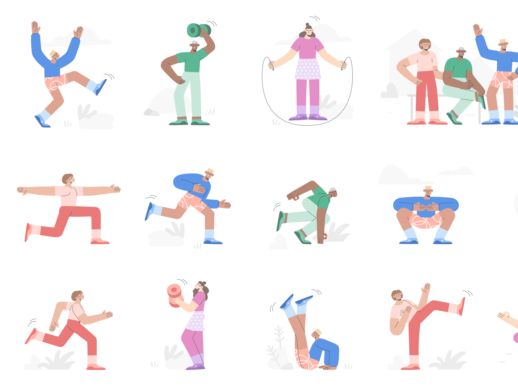 另类的运动健身Web插画素材合辑 Workout illus