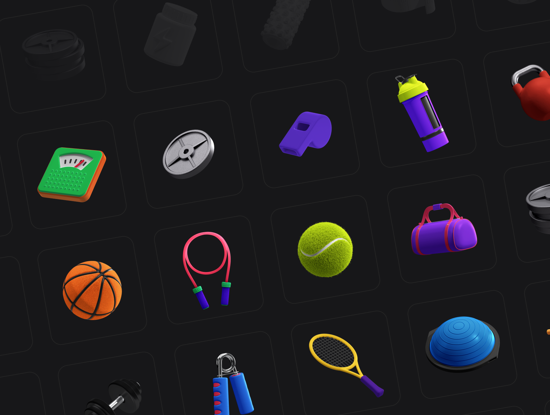 25个三维立体健身器材元素 3D Icons Pack -