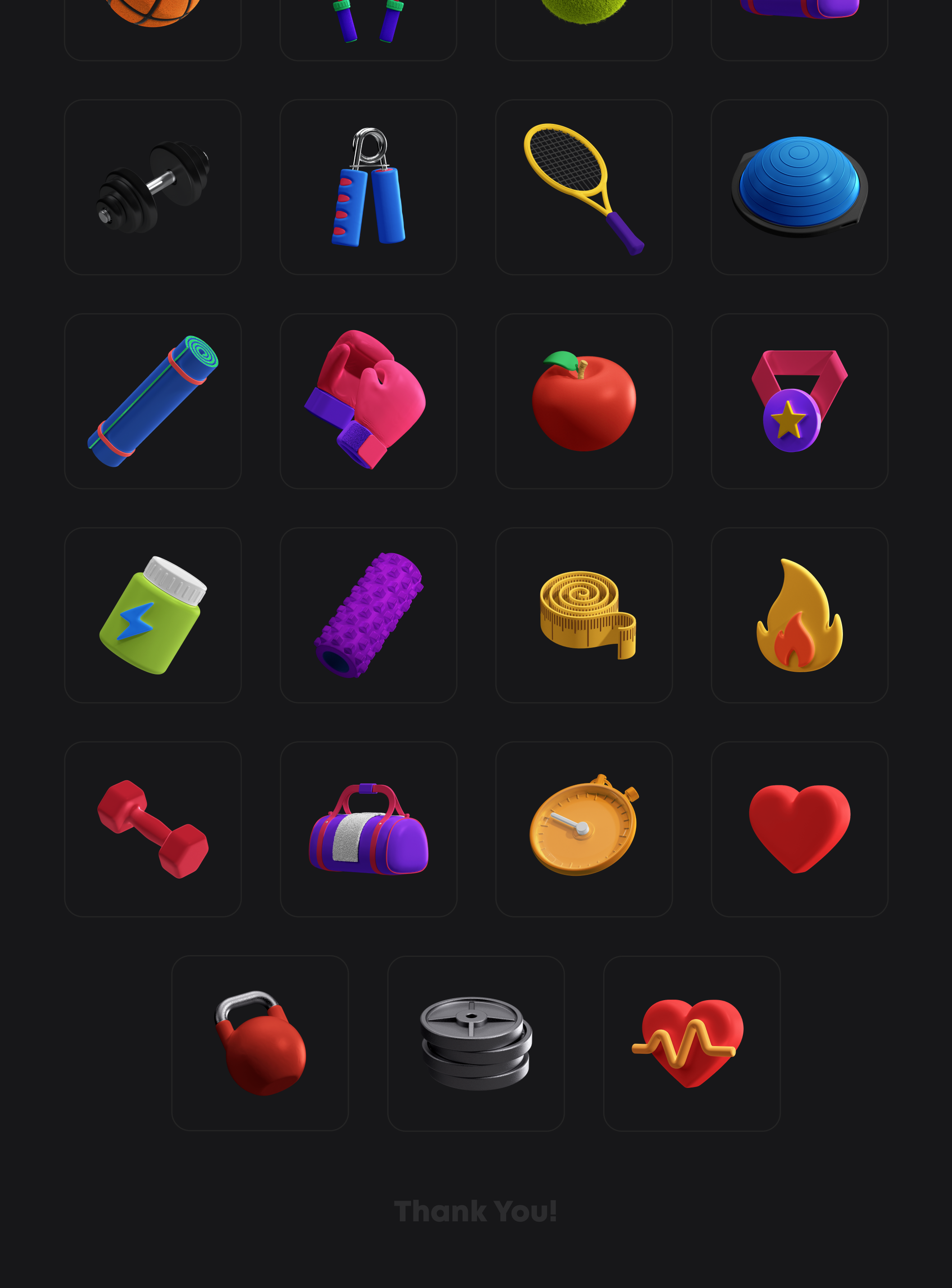 25个三维立体健身器材元素 3D Icons Pack -