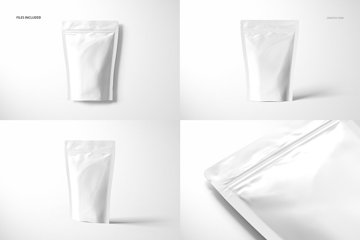 真空自封袋铝箔袋食品塑料包装袋设计样机模板 Stand Up