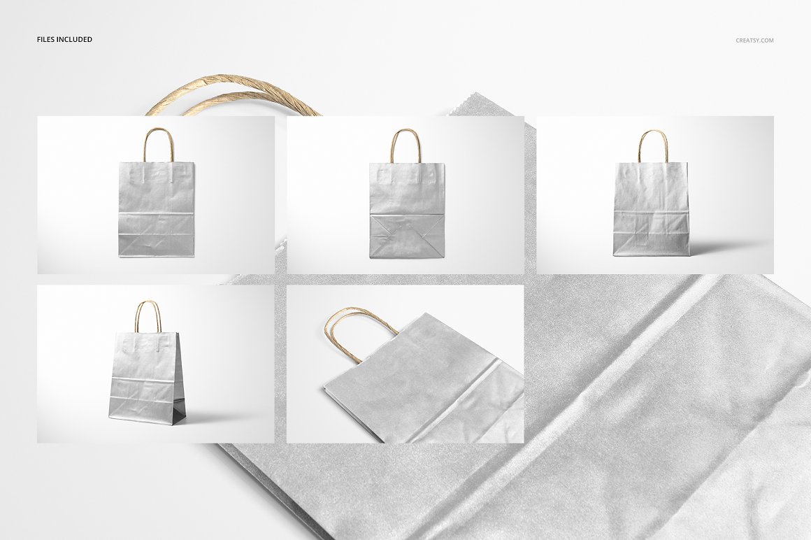 牛皮纸环保杂货店手提购物袋品牌VI提案样机模板 Metall