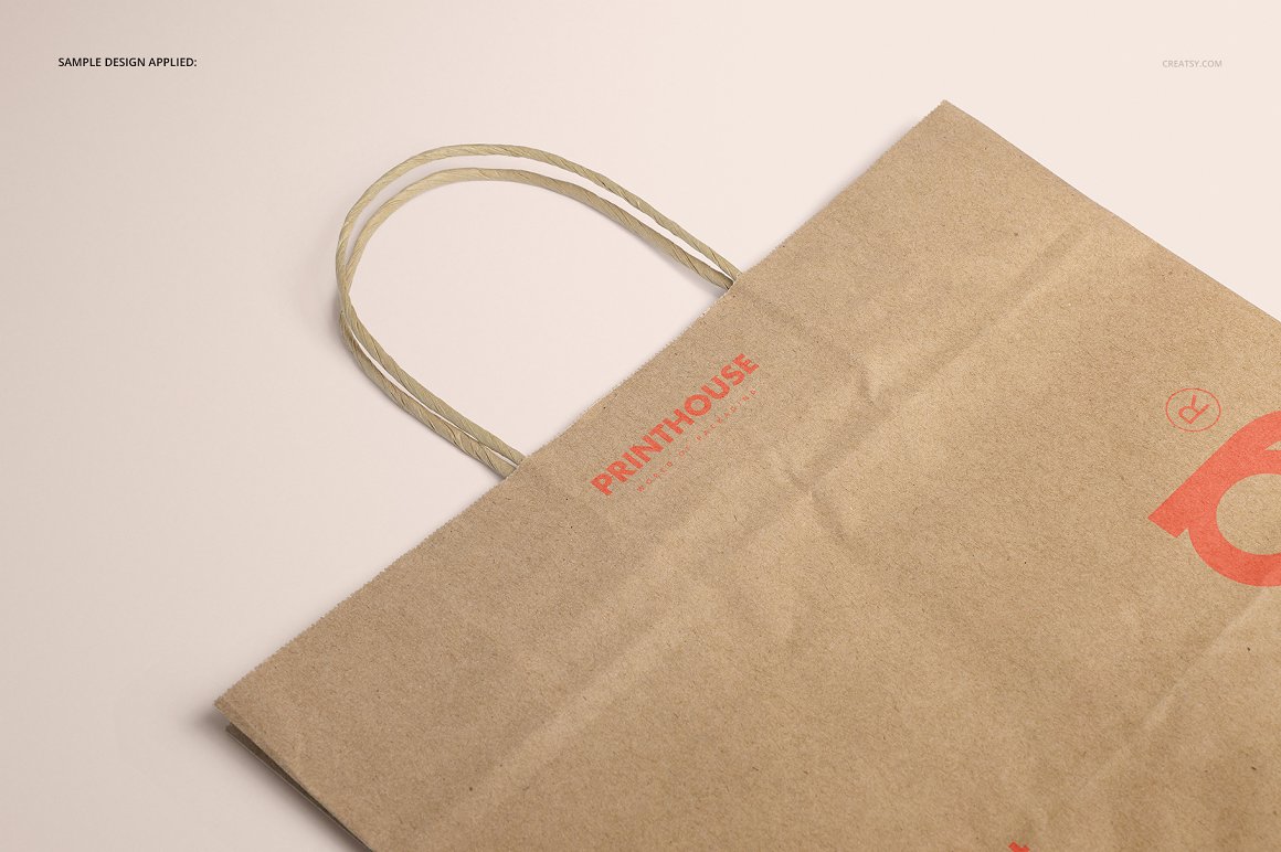 天然牛皮纸环保手提购物袋品牌VI提案样机模板 Natural