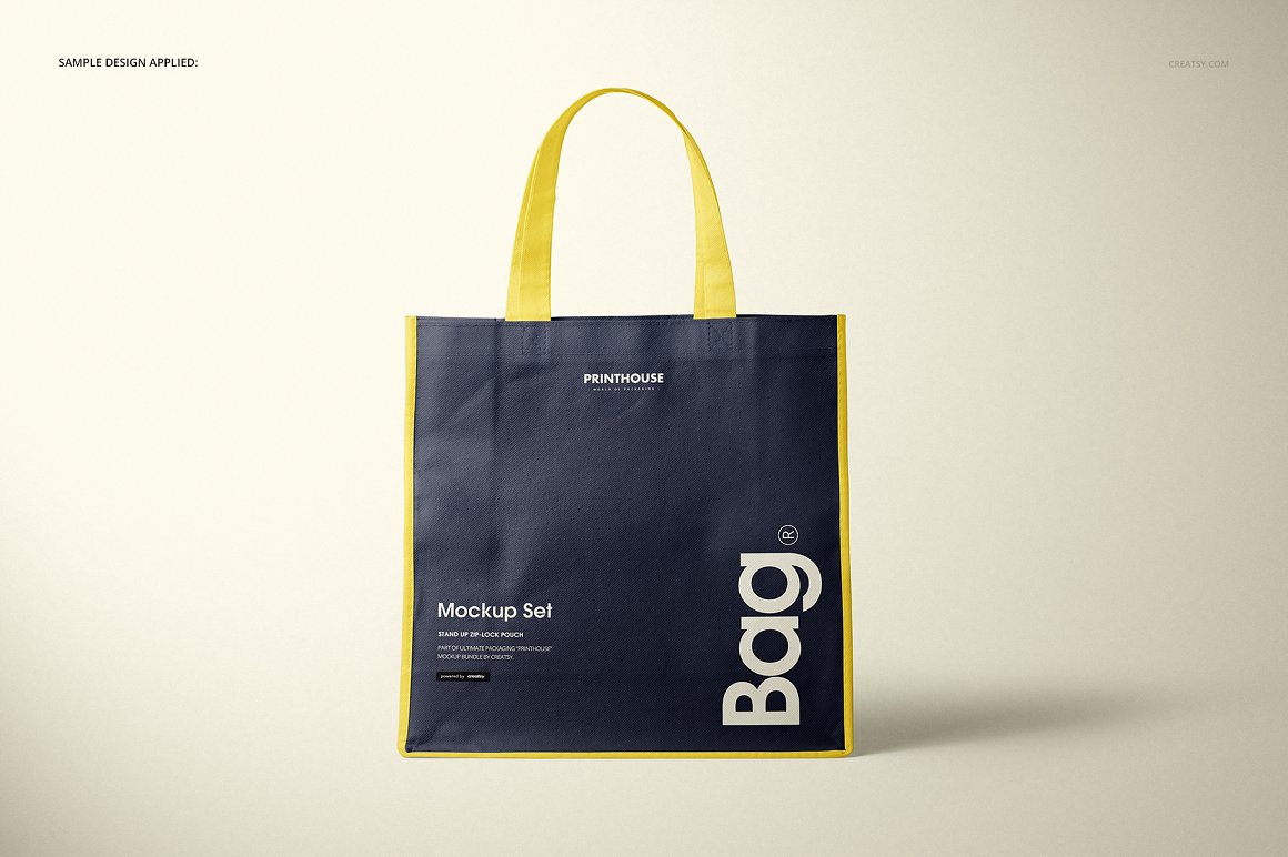 无纺布环保杂货店购物袋品牌包装提案样机PSD模板 Non-W