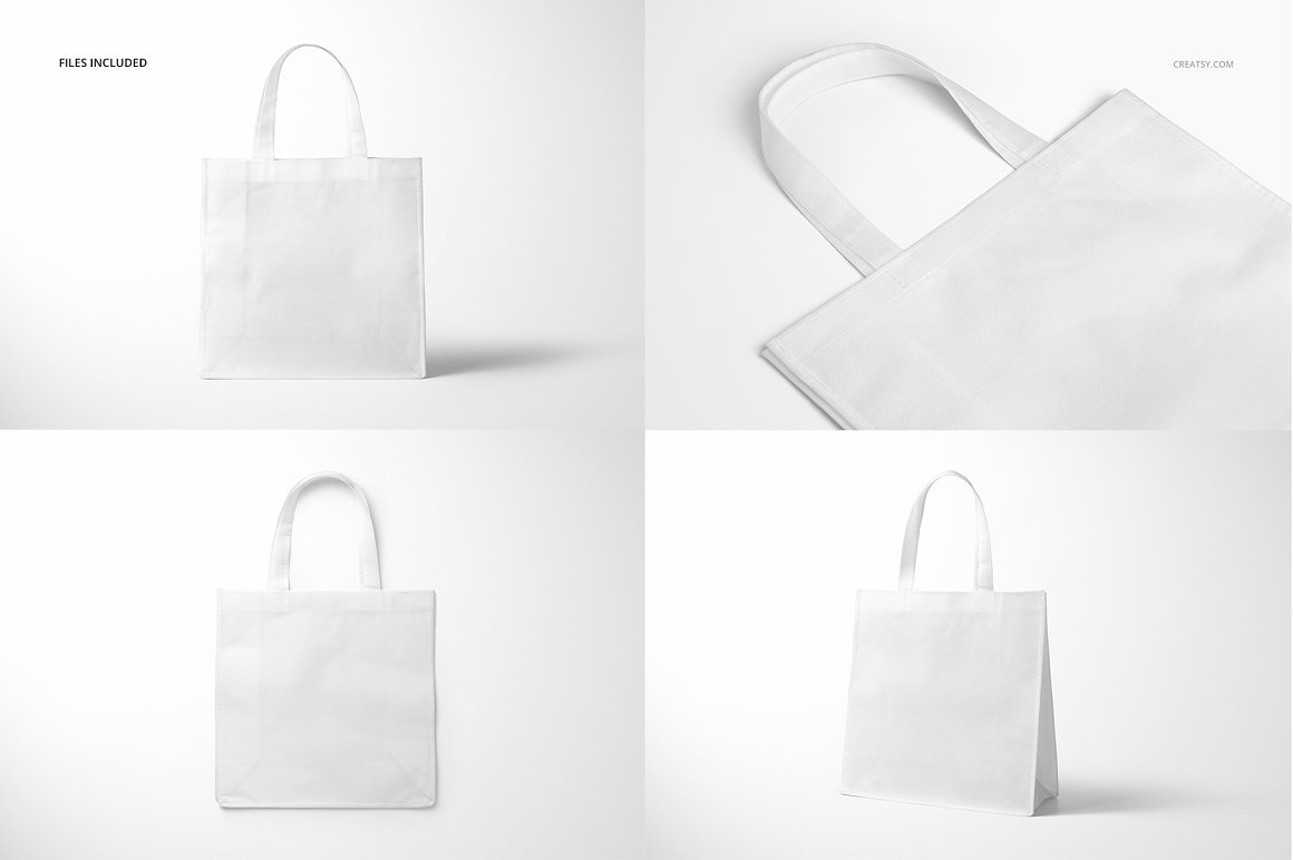 无纺布环保杂货店购物袋品牌包装提案样机PSD模板 Non-W