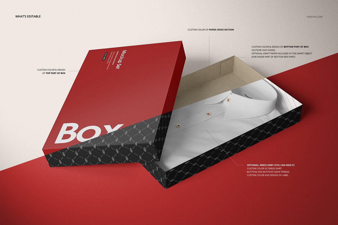 西装衬衫服装包装纸盒设计提案样机PSD模板 2-Piece